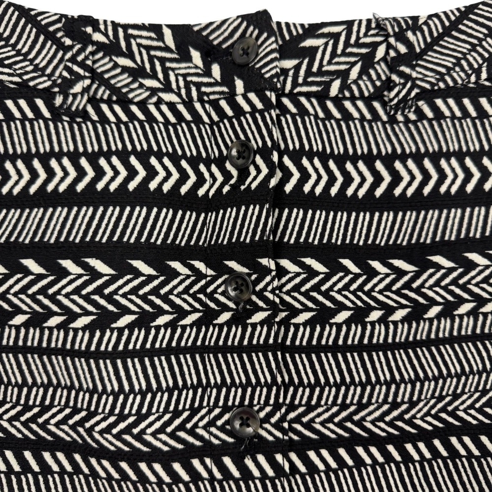 Maeve Black White Geometric Print A Line‎ Button Front Mini Skirt Size 0 Y2K - Picture 2 of 12